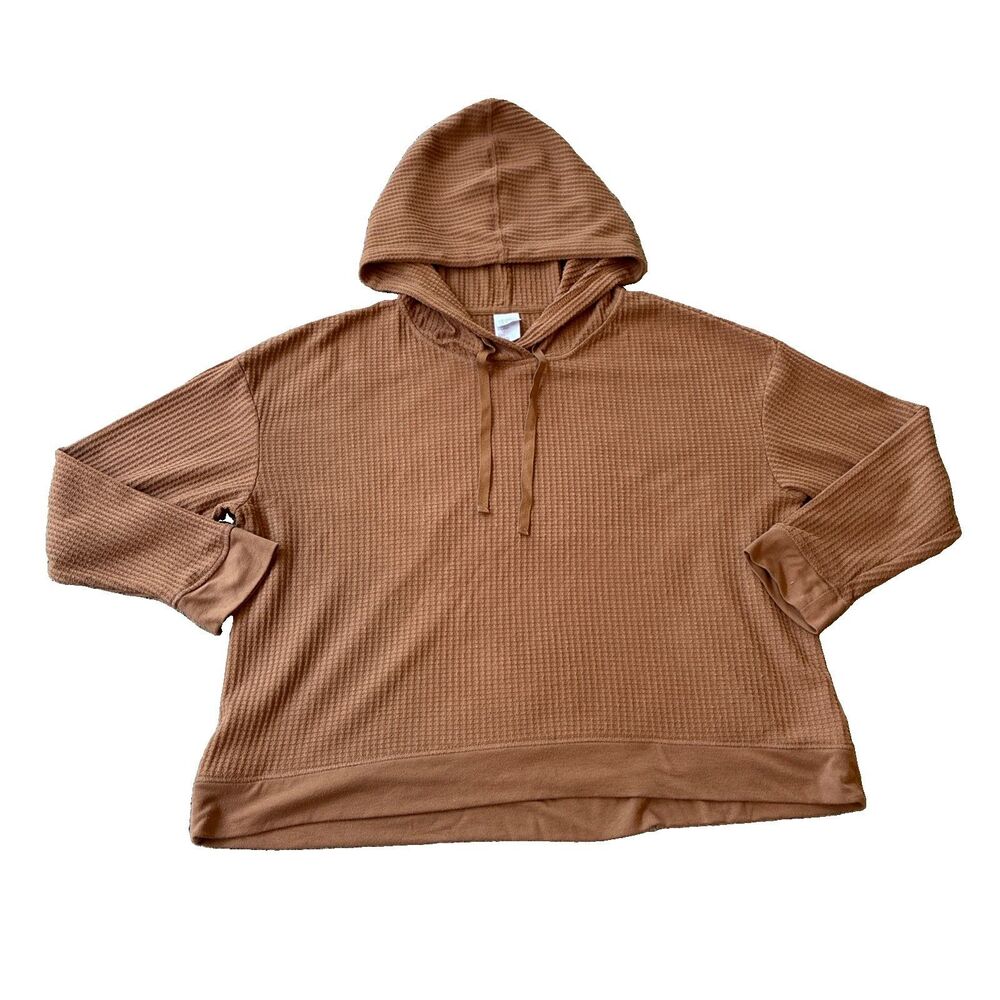 Stars Above Women's Waffle Knit Lounge Sweatshirt Brown Size XXL